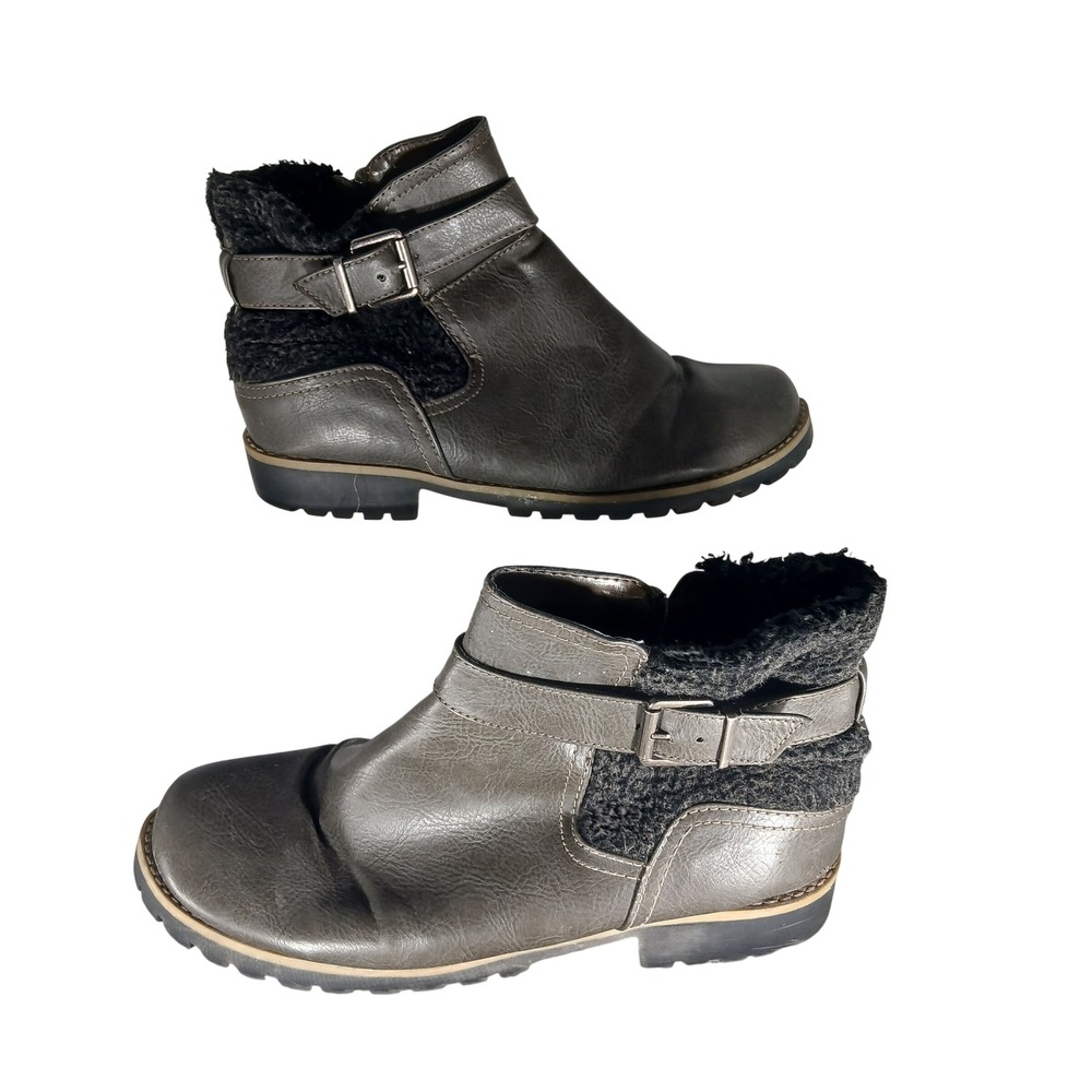 Cliffs by White Mountain Password Dark Gray Faux‎ Fur Ankle Boots Mens 9.5M